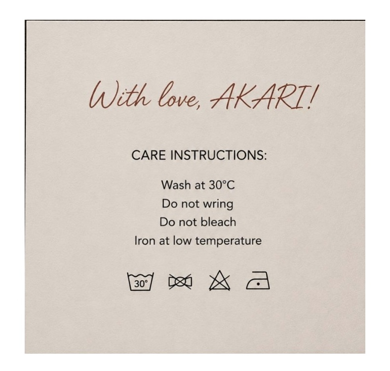 AKARI care symbols and instructions